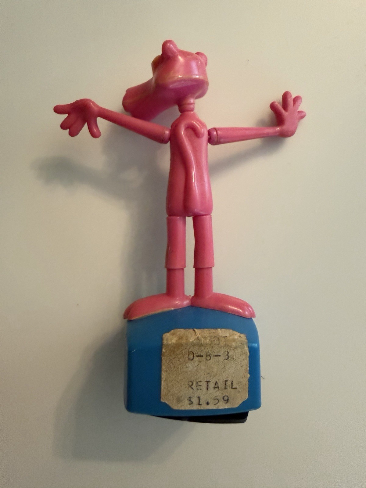 Vintage Mirish Geoffrey – 1973 – Pink Panther – Push Button Puppet Plastic, 4”