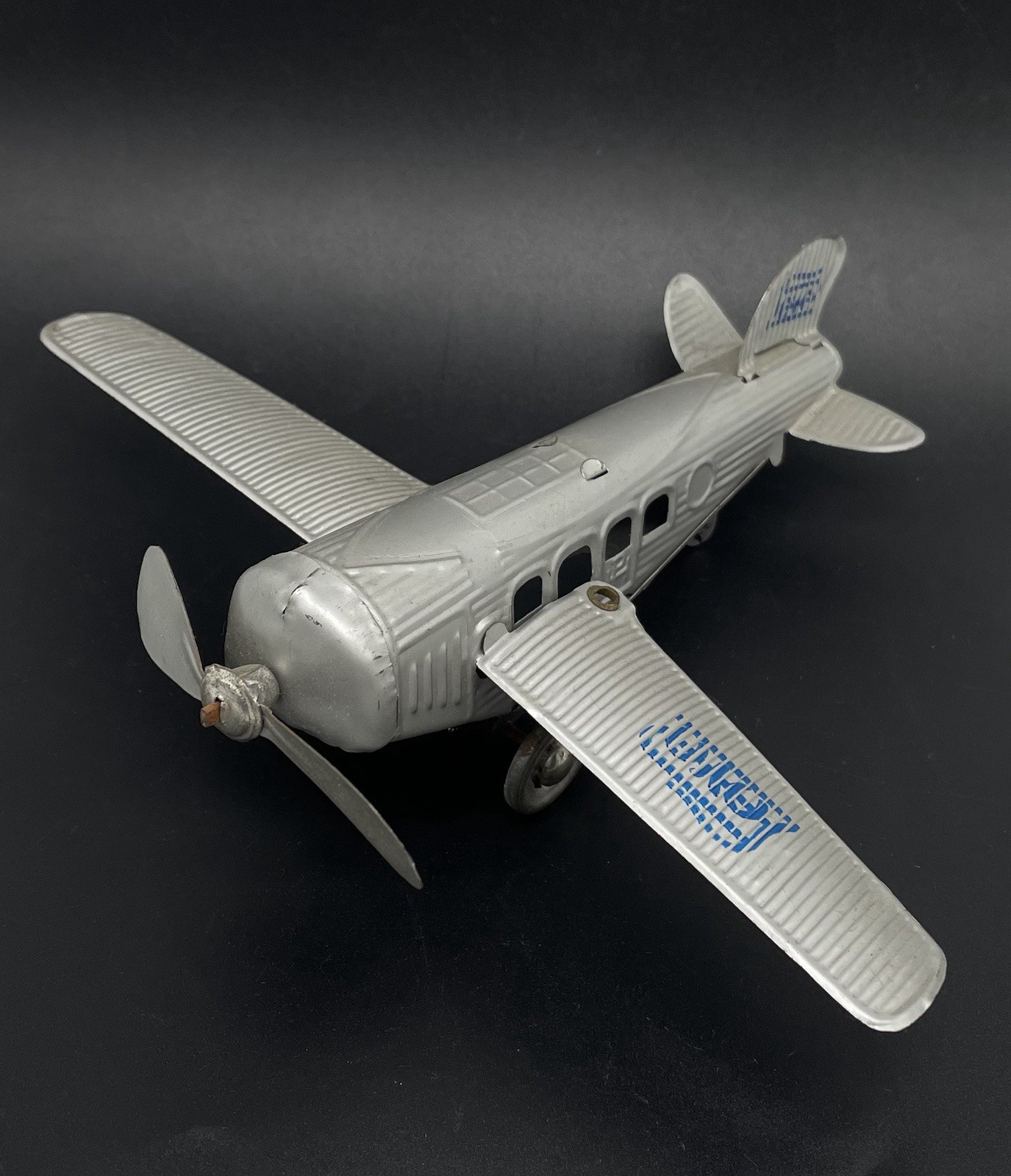 Paya Junkers Tin Toy Airplane Reproduction in Silver 1126 of 5000 Vintage Toy