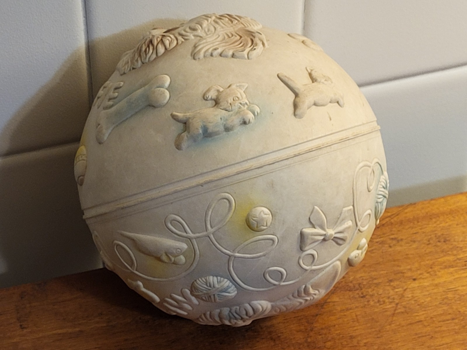 Vtg Edward Mobley Mittens & Woofie Cat Dog Arrow Rubber Ball 1961 Squeaker Works