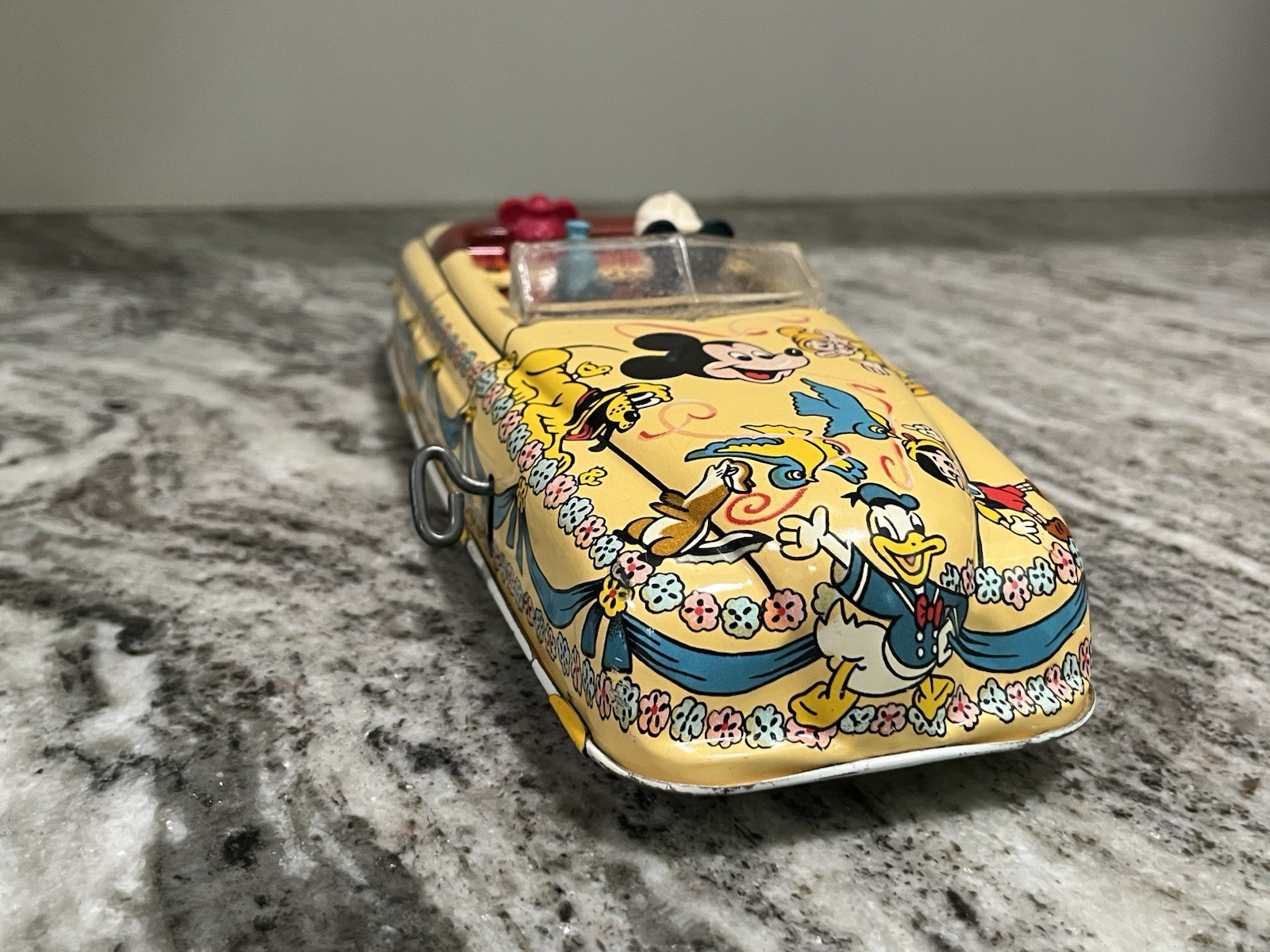 Vtg Marx Walt Disney Parade Car Tin Litho Wind Up Toy Mickey Mouse Donald Duck