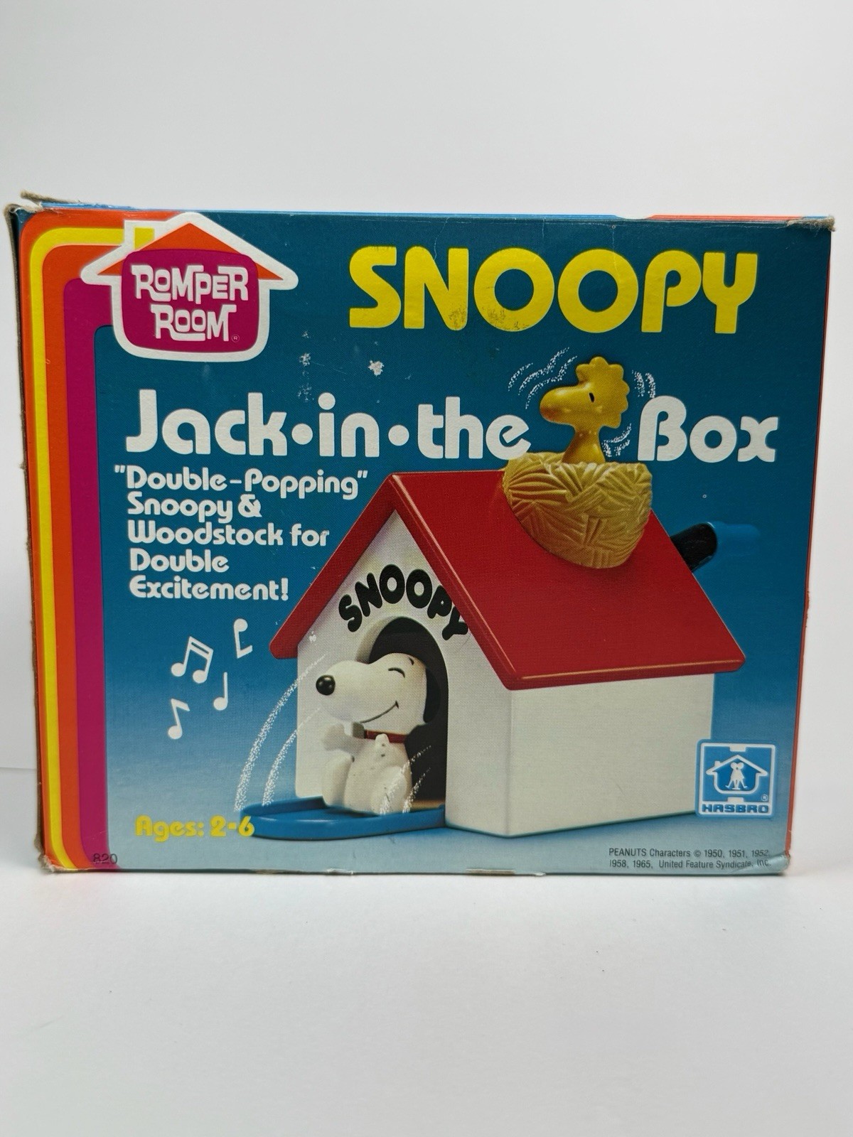 Vintage Snoopy Jack In Box Romper Room Hasbro Peanuts Toy Woodstock Rare