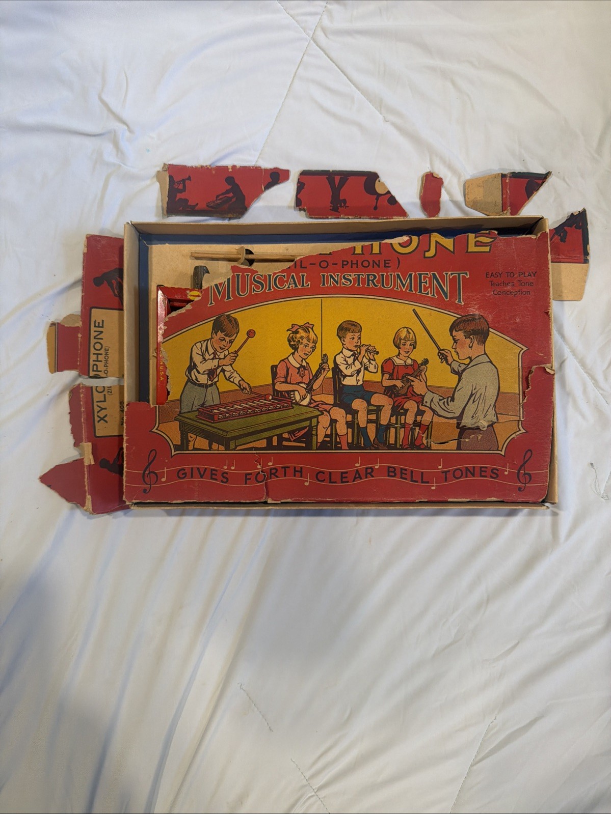 Vintage Toy Xylophone Zil-O-Phone w/Box & Mallets Bar Zim Toy Co No. 408