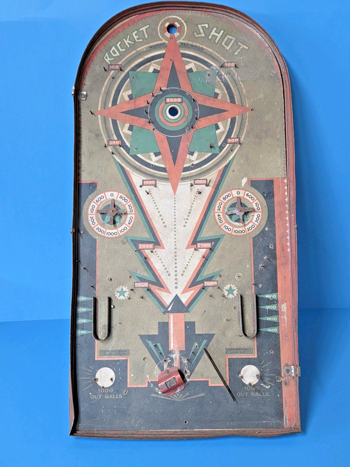 1934 Rocket Shot Pinball Machine – Needs Work – For Restoration Marble Game