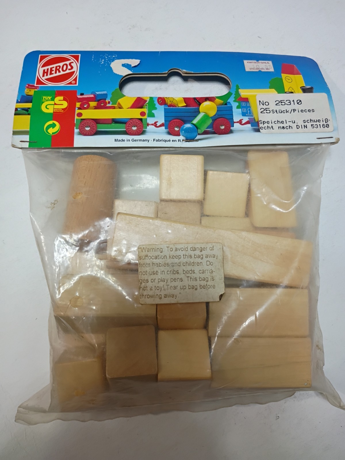 Vintage HEROS 25 Piece Wood Block Set Made West Germany Toy Stacking Esso NOS!
