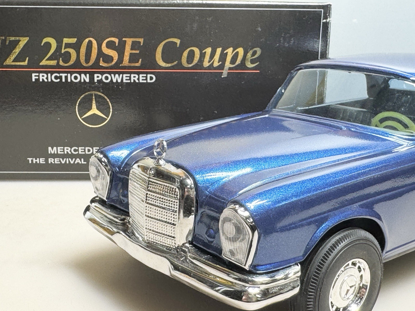 ICHIKO Tin MERCEDES BENZ 250SE COUPE Blue Friction Powered NIB w/Pin Certificate