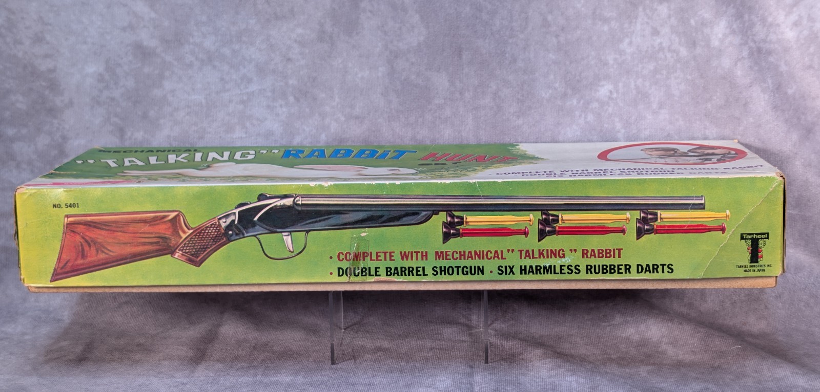 Vintage Mechanical Talking Rabbit Hunt Set Toy Game In Box RARE!