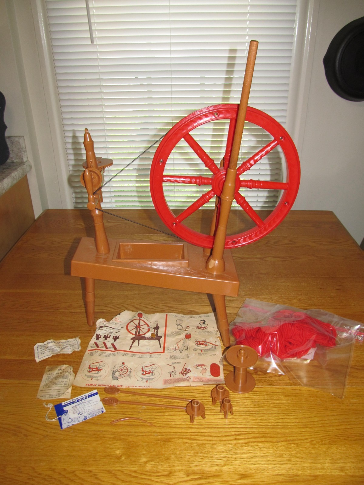 Toy Remco Little Red Spinning Wheel 1961 Vintage Mid-Century Craft Yard Vintage