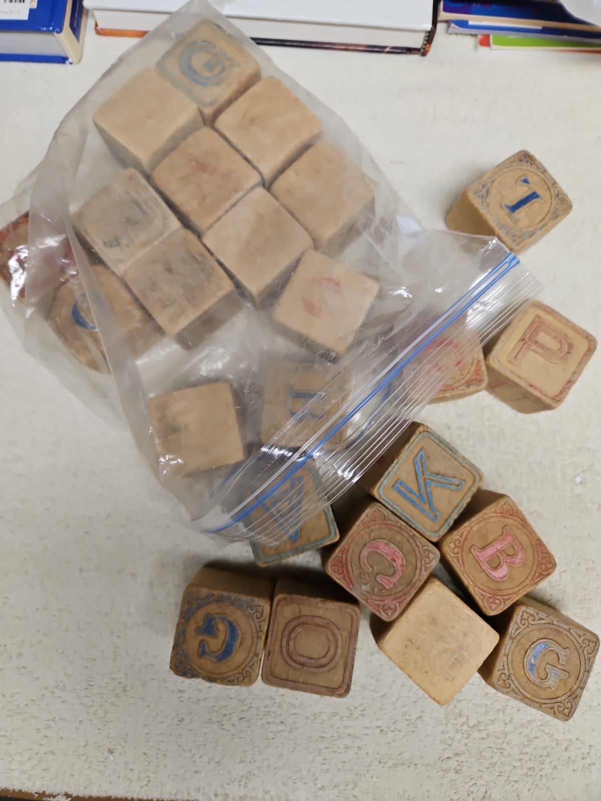 Vintage Antique Wooden Childrens Alphabet Blocks