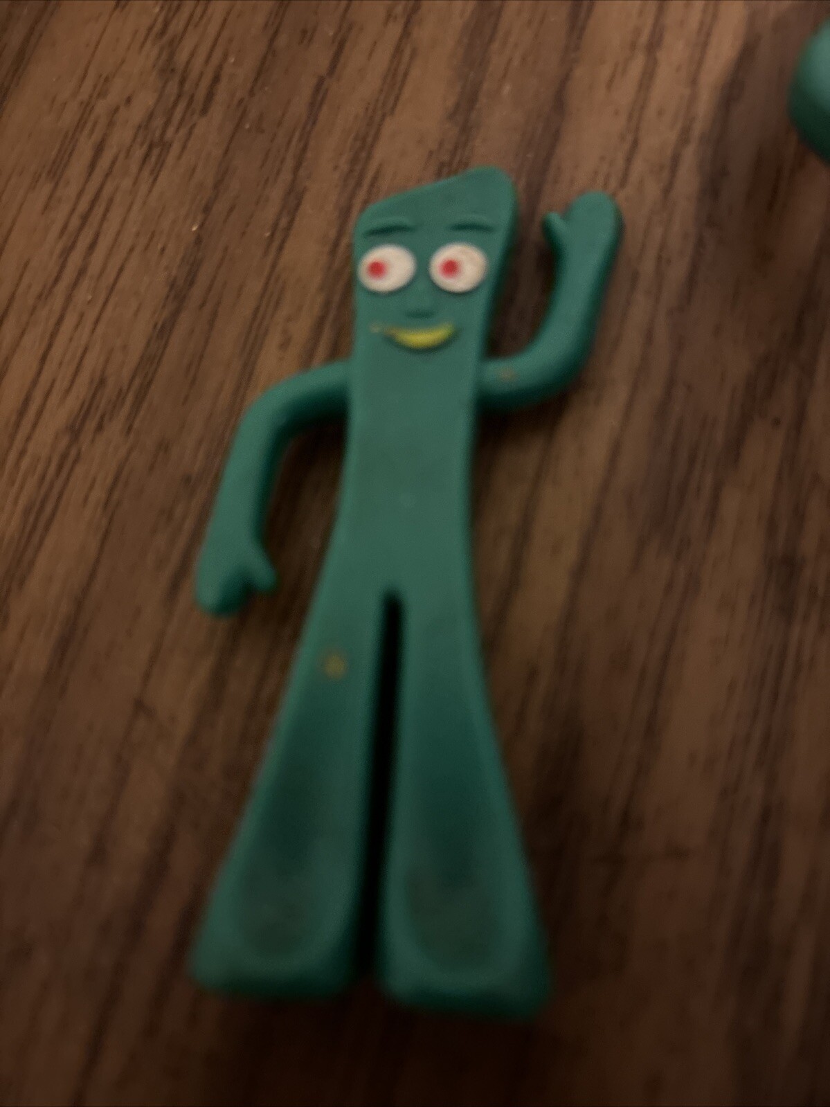 2 Vtg GUMBY Green bendable bendy Figure Toy 6″ & 3″ Jesco Made in Hong Kong v017