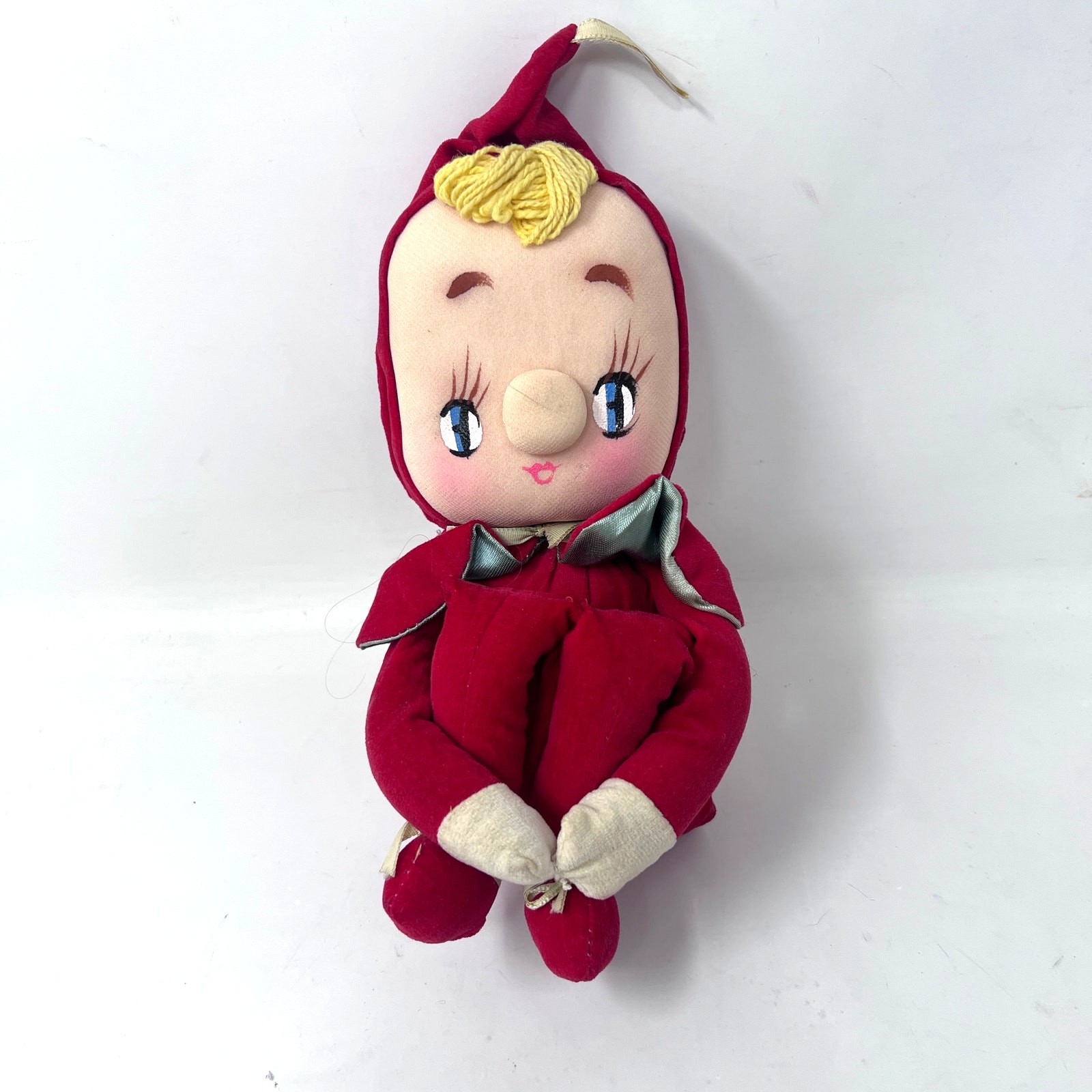 Knee Hugger Vintage Herman Pecker 16″ Red Doll Japanese Made in Japan 50s
