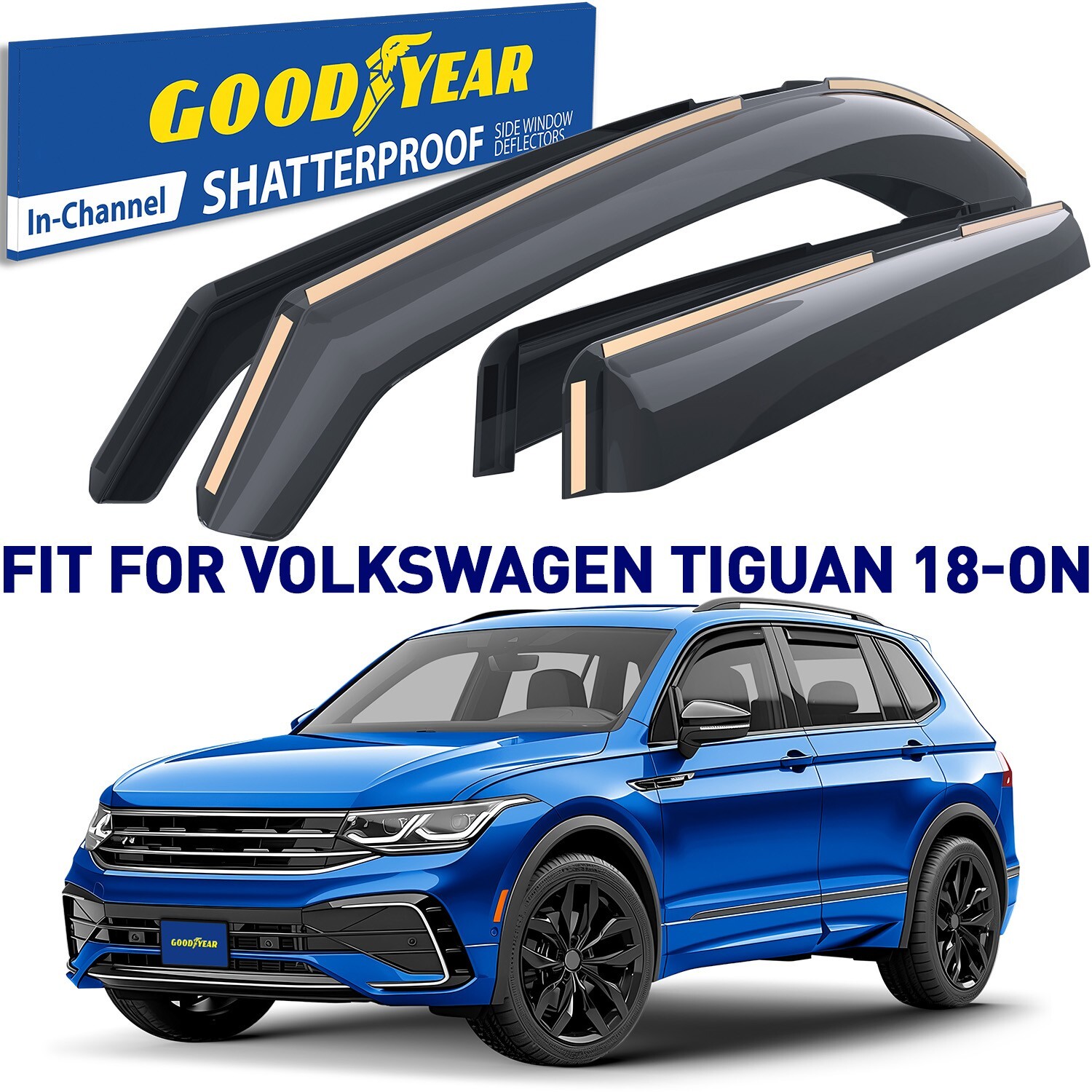 Side Window Deflectors Rain Guards for 2018-2025 Volkswagen Tiguan SHATTERPROOF