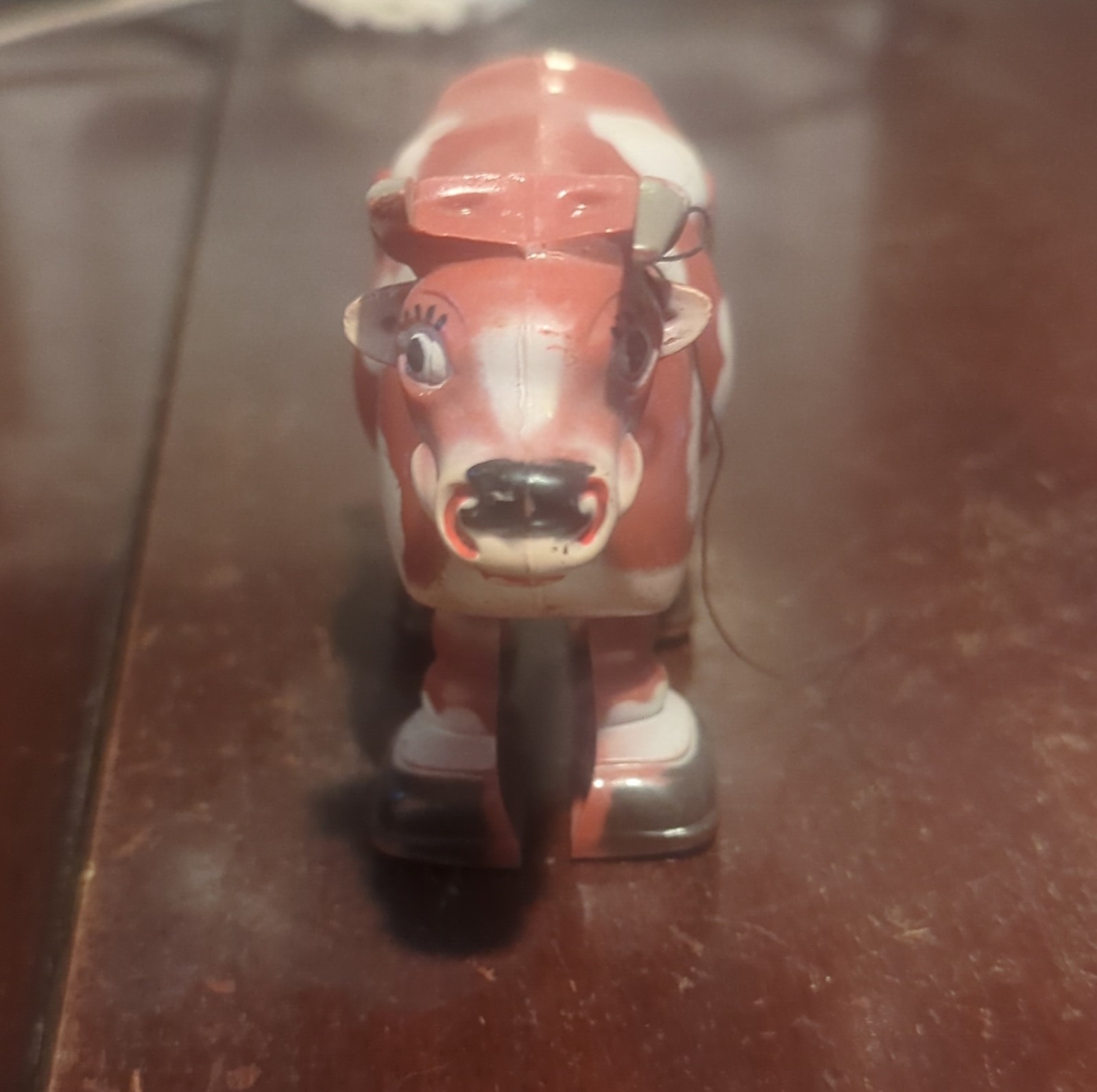 Vintage pull Cow Toy Red and White for Age Level 8-11 Years Collectible