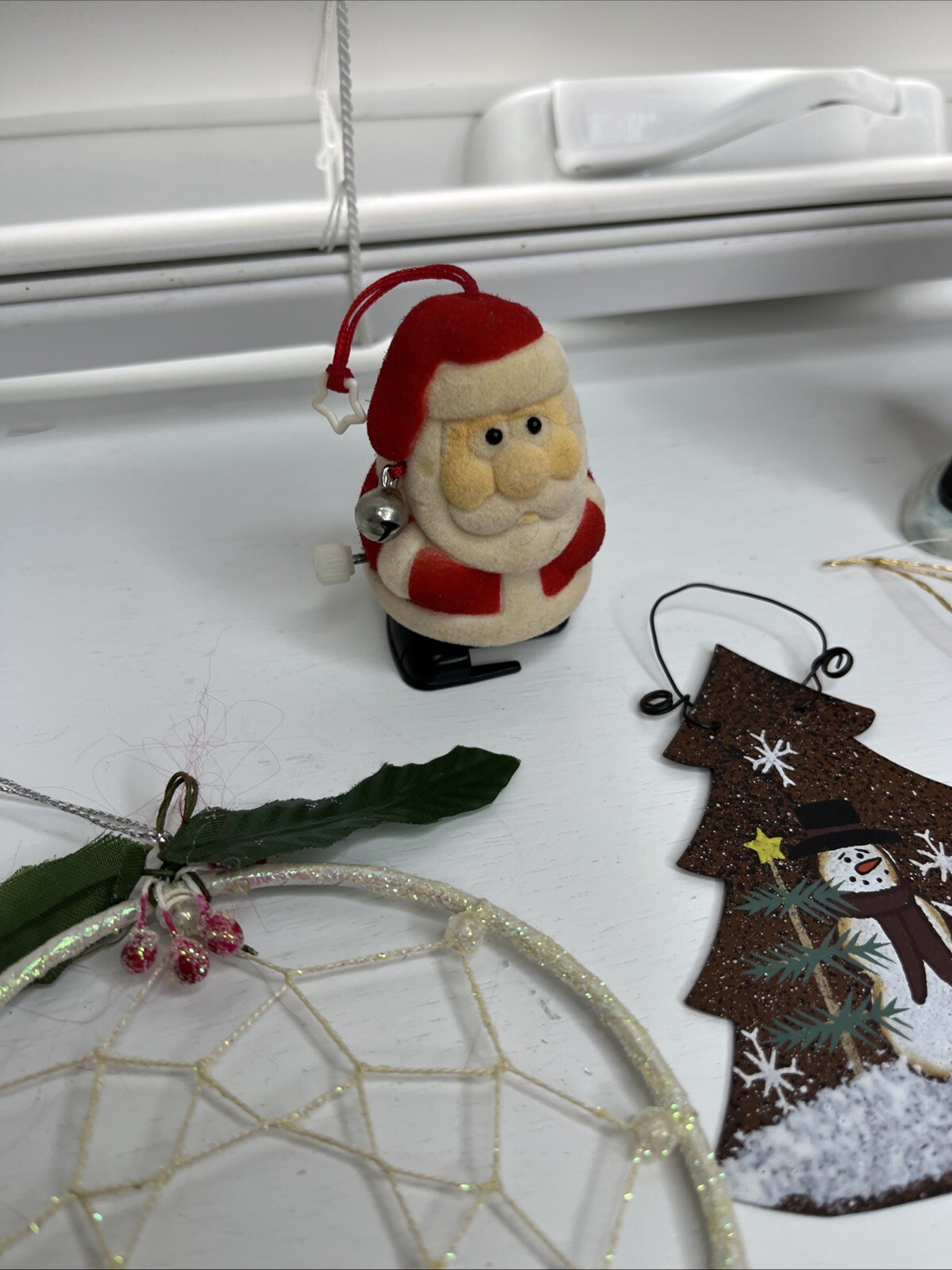 Christmas Ornaments Including Tomy Wind Up Santa Claus tested Lot Of 13