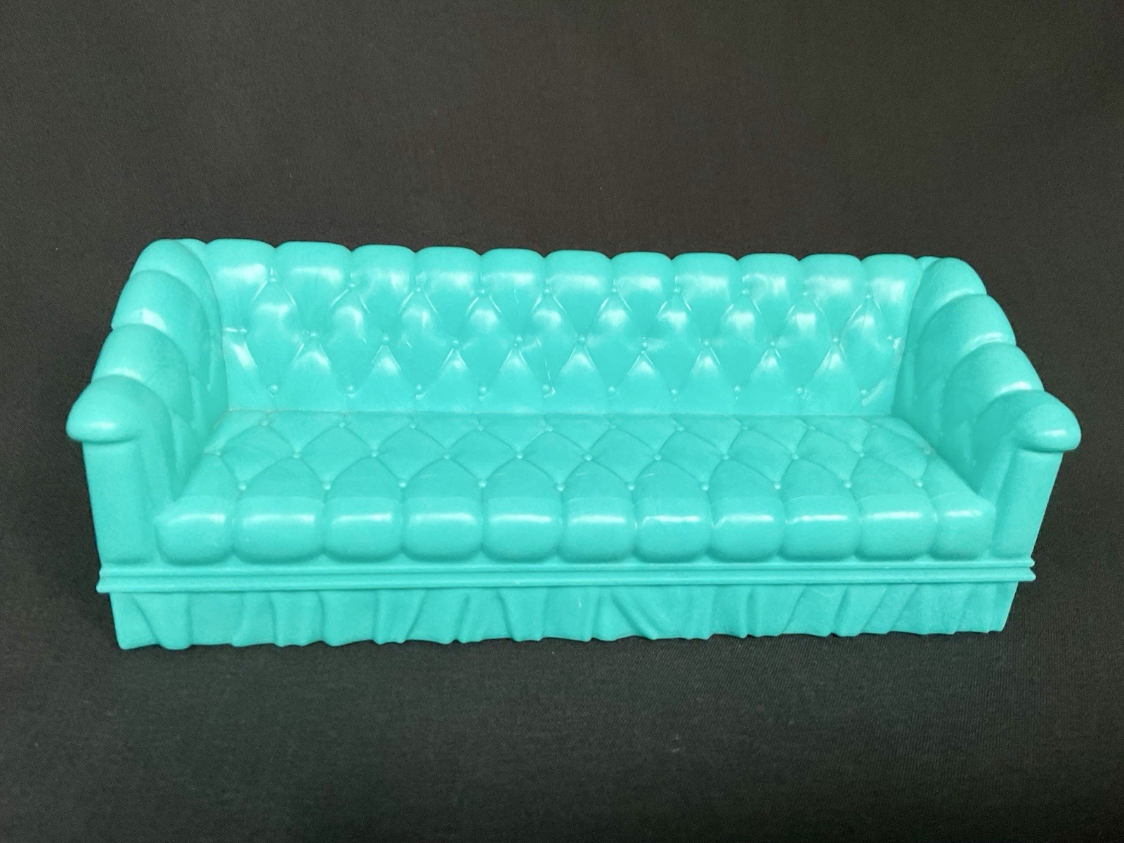 Vintage Marx Little Hostess Teal Tufted Sofa 1964 Plastic Dollhouse Furniture