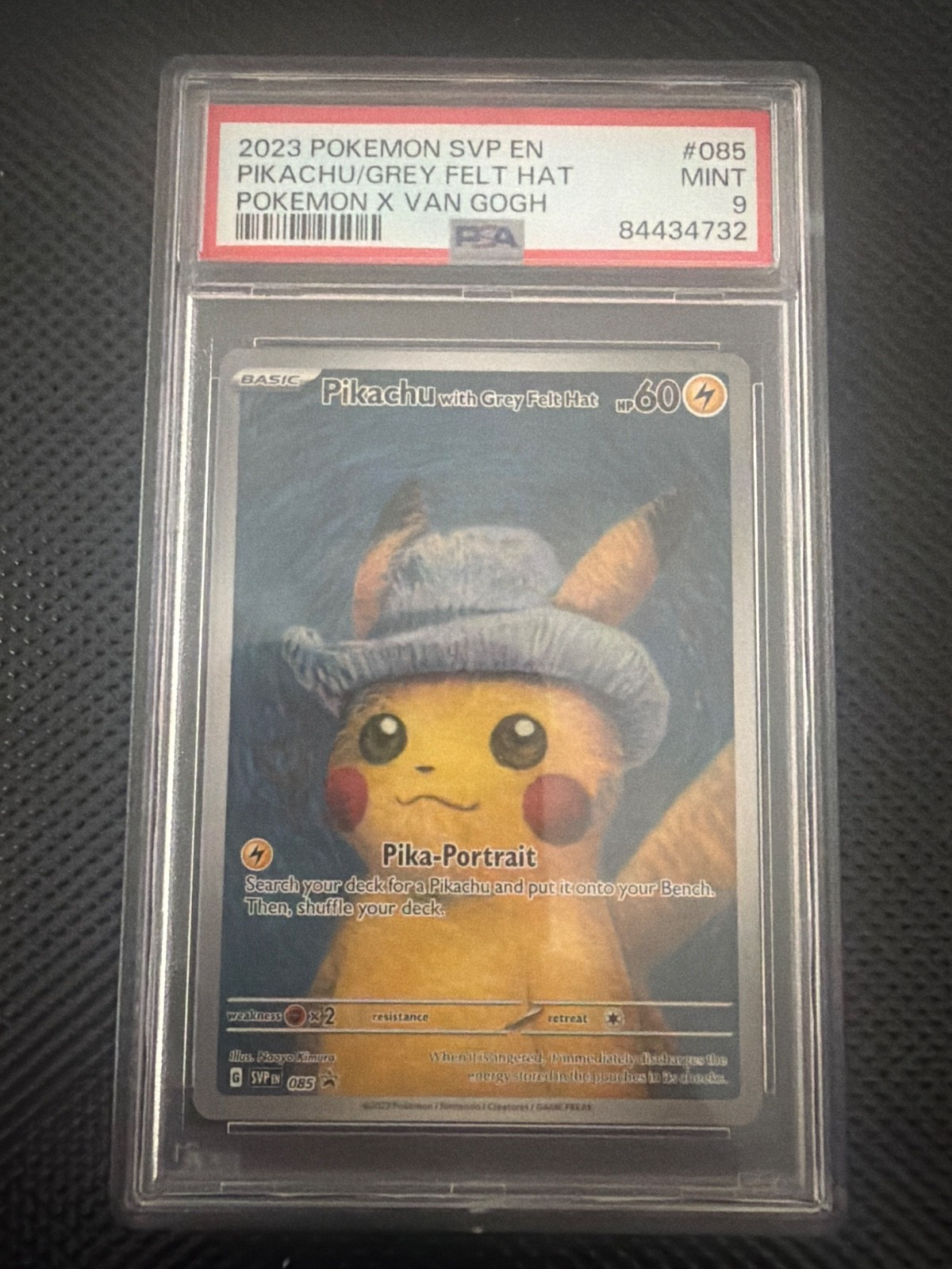 pikachu grey felt hat psa 9