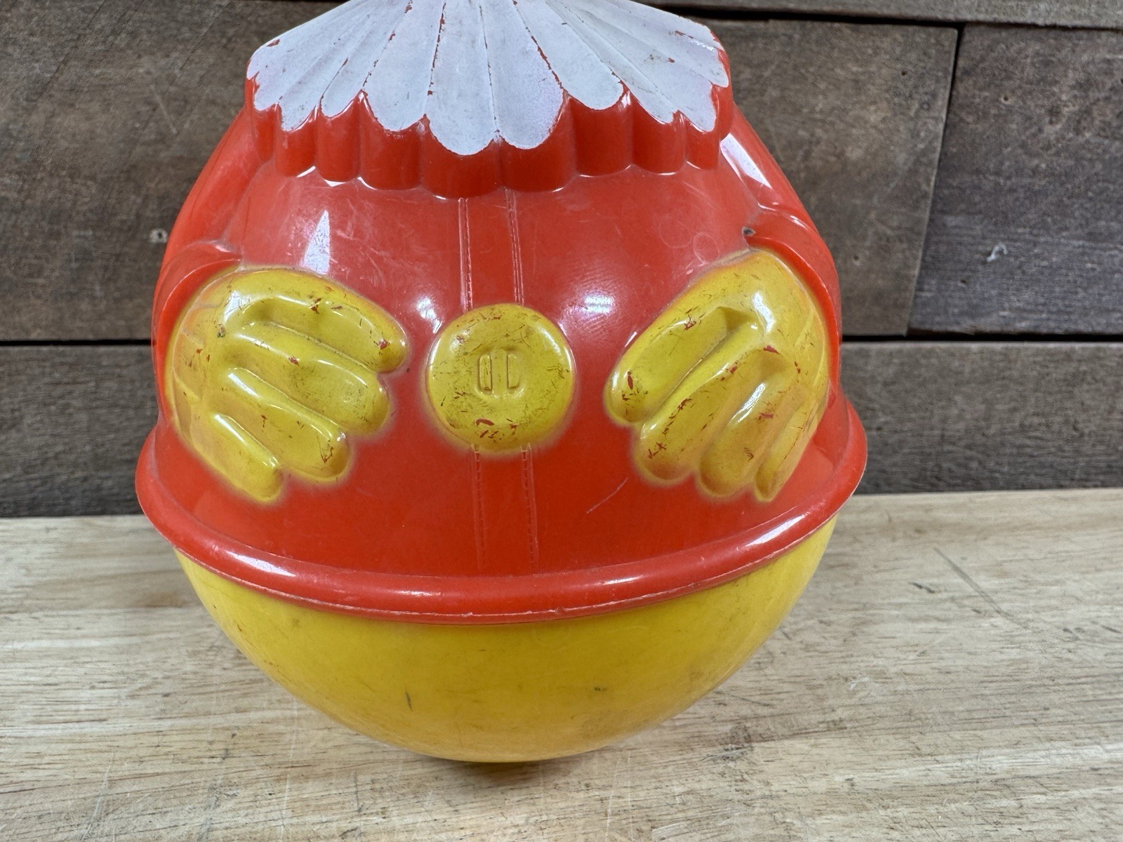Vintage Roll Poly Clown Plastic Baby Toy Knickerbocker Plastic Co.