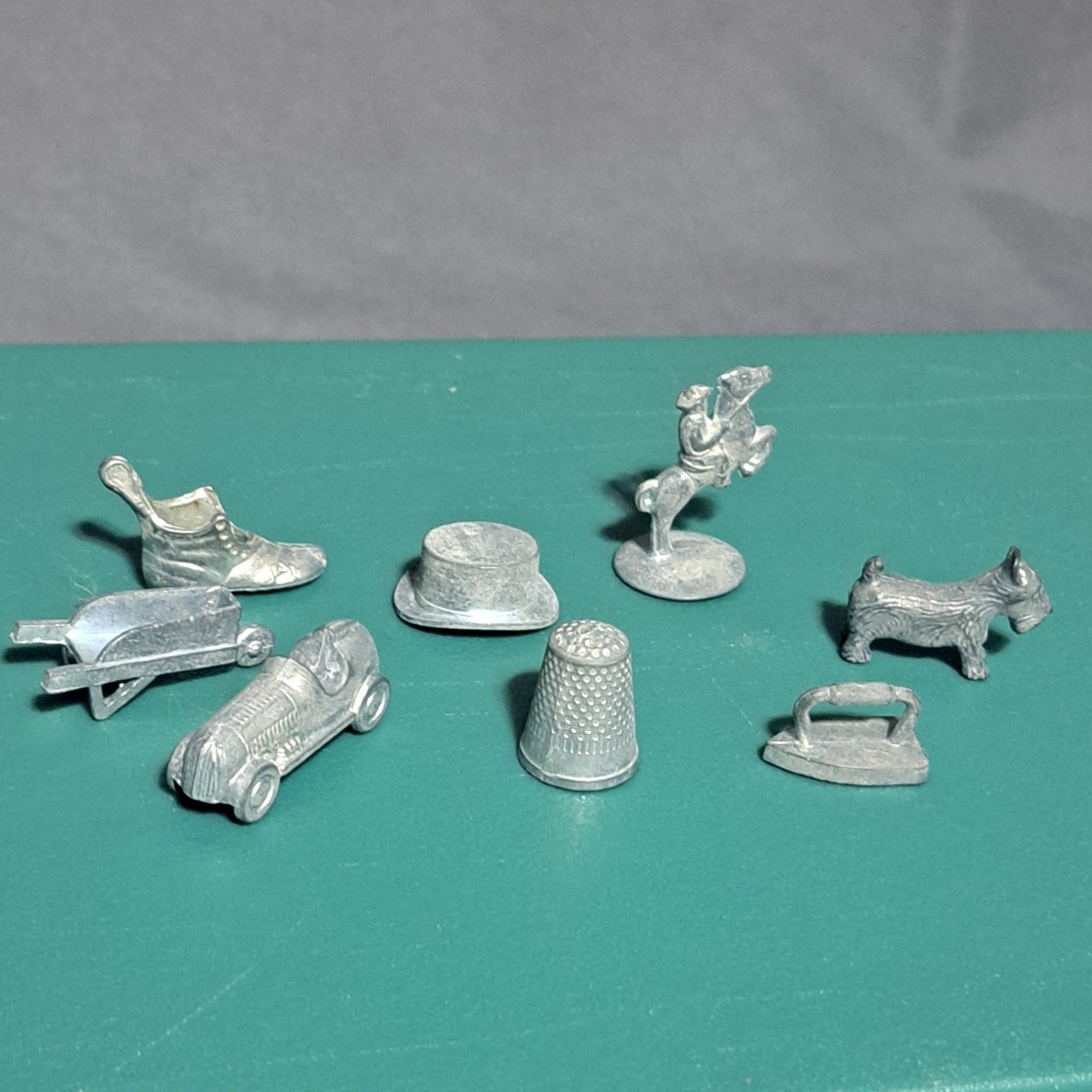 VTG Monopoly Pewter Replacement Pieces Tokens Lot of 8 Car Thimble Iron Hat Etc