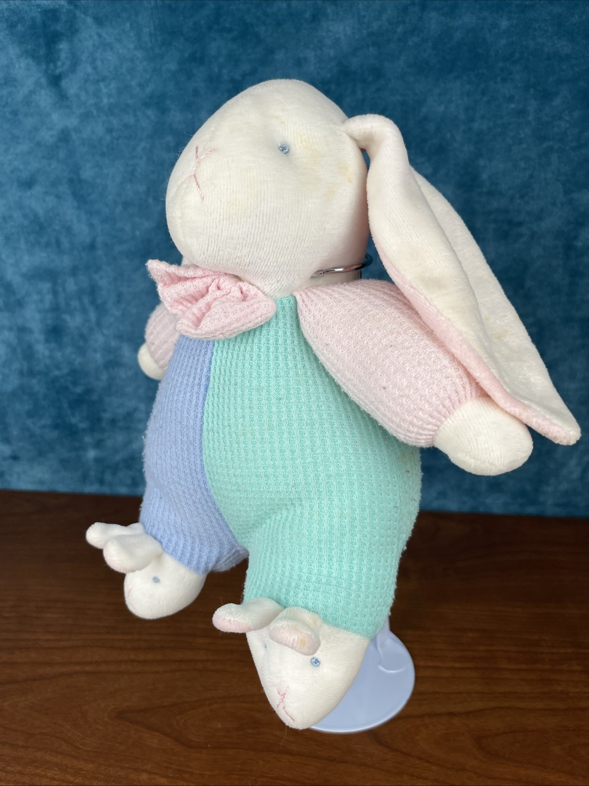 Eden Bunny Waffle Weave Slippers Pastel Color Block Plush Rabbit Rattle READ