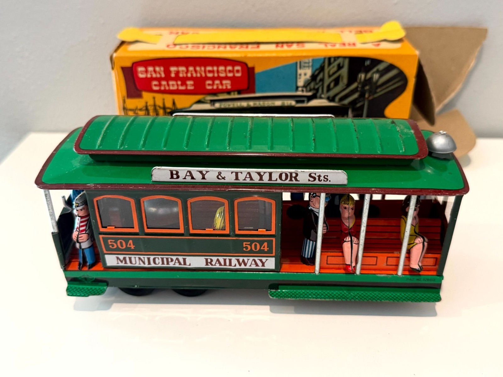 Vintage San Francisco Municipal Railway 504 Tin Friction Cable Car Japan with Bo