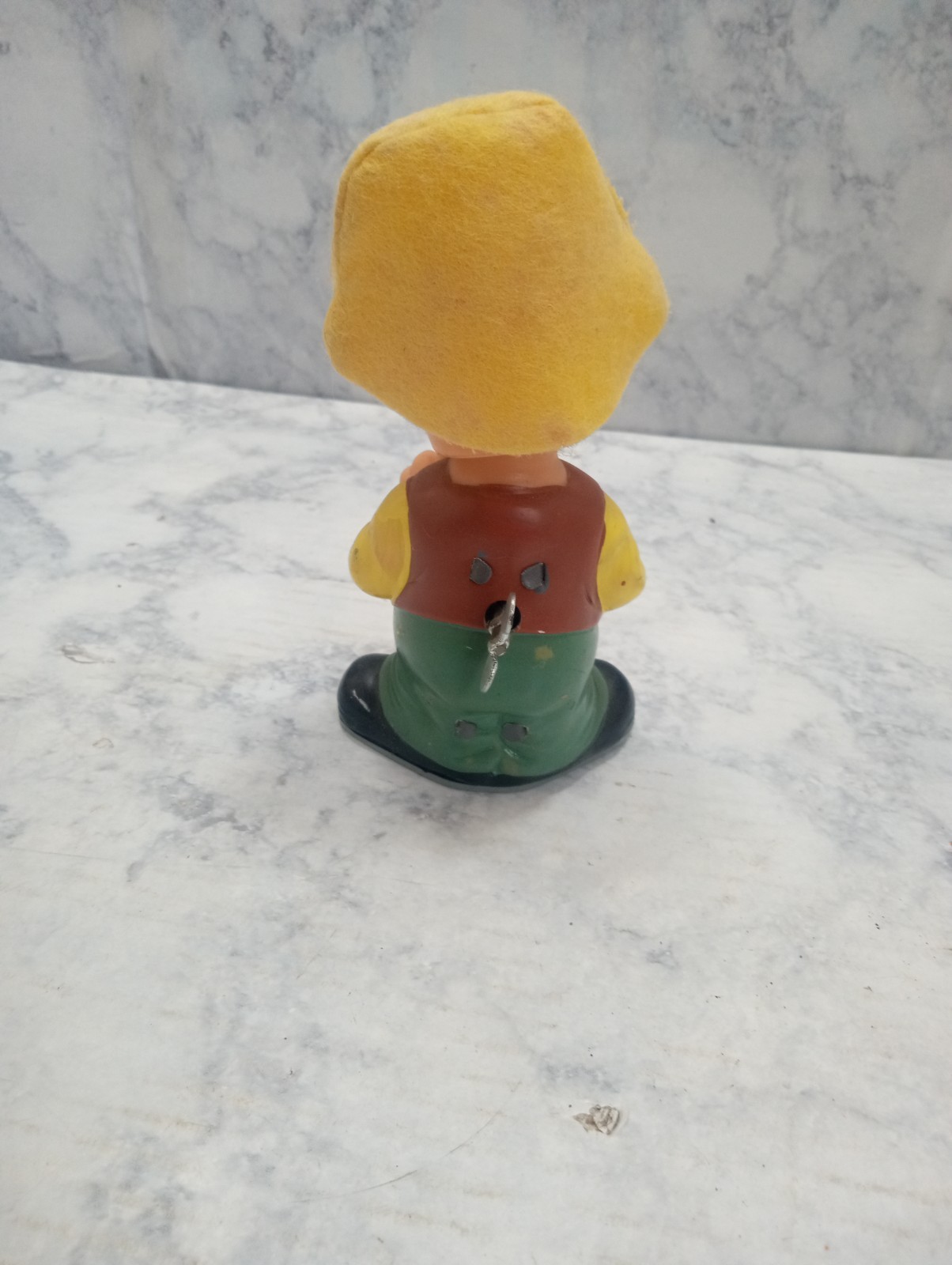 Vintage ALPS Brand Japan Key Wind Up Toy Figure Old Man with Coffee Cup WORKS