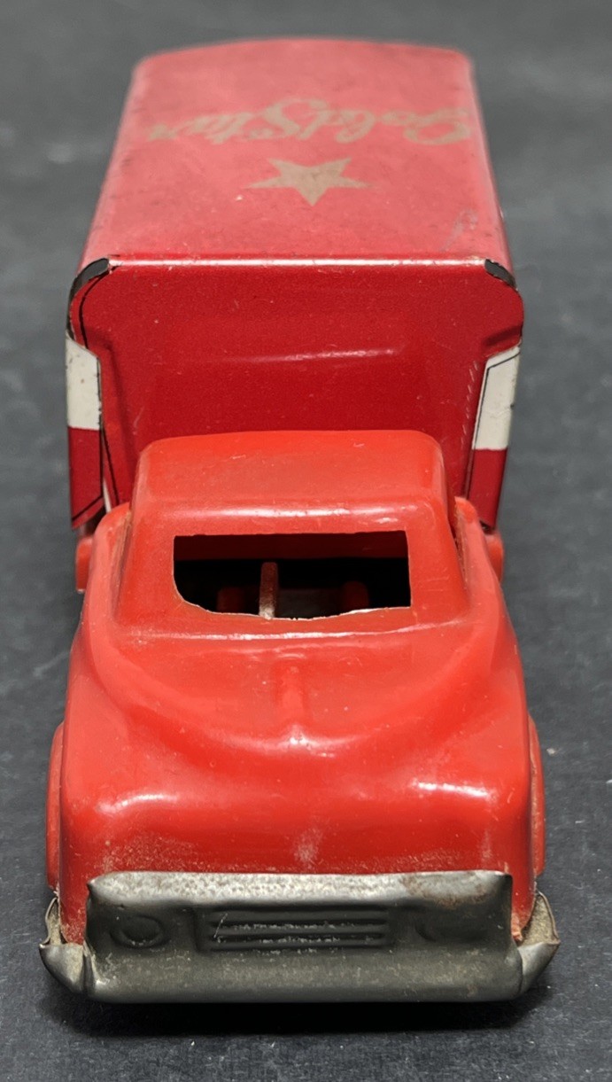 Japanese Tin Toy Gold Star Nation Wide Service Litho Friction Car