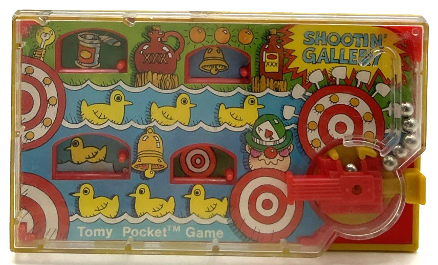 Vintage 1976 TOMY Shooting Gallery Handheld Pocket Game Skill Toy Balls Ducks