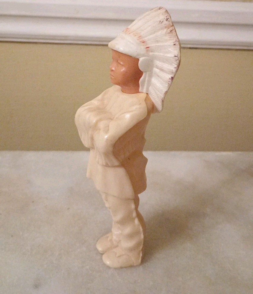 Vintage Indian Chief Boy Child Celluloid Plastic Figure Approx 5.5″ Tall READ