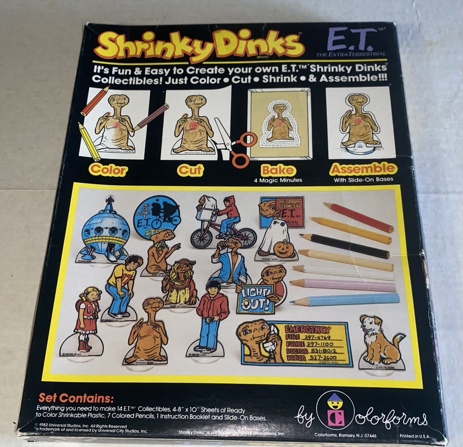 1982 Colorforms ET Shrinky Dinks Set-Unused In Box-E.T. The Extra Terrestrial