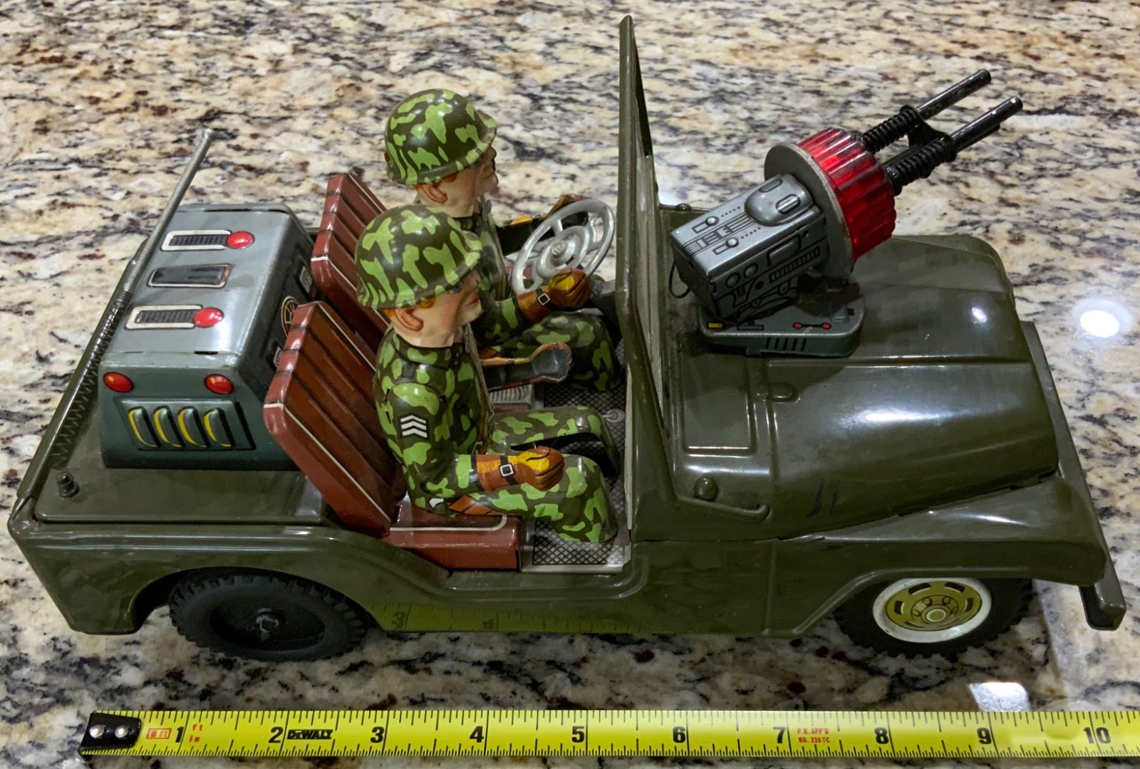 TN Nomura Army Military Combat Jeep Tin Litho 1960s Battery Operated Made Japan