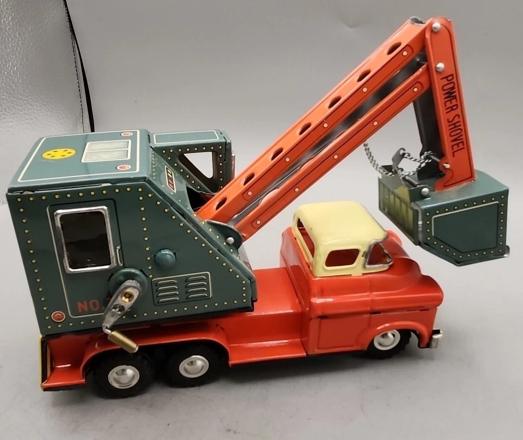 Vintage Tin Litho Daiya 267 Power Shovel Excavator Toy Friction Truck Excellent