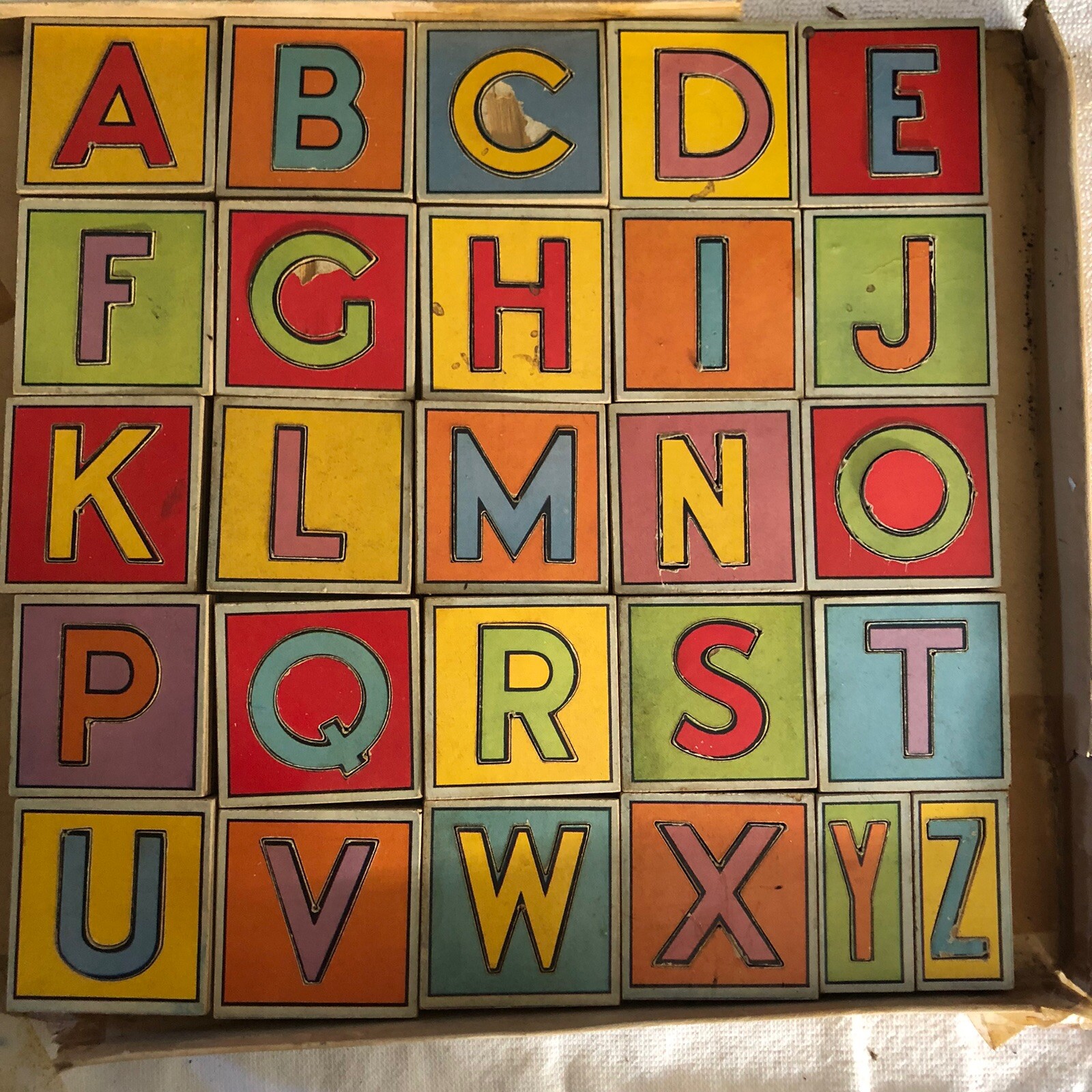 Vintage Victory’s Children’s Blocks Letters Removable 2 Sided Animal ‘s on Back
