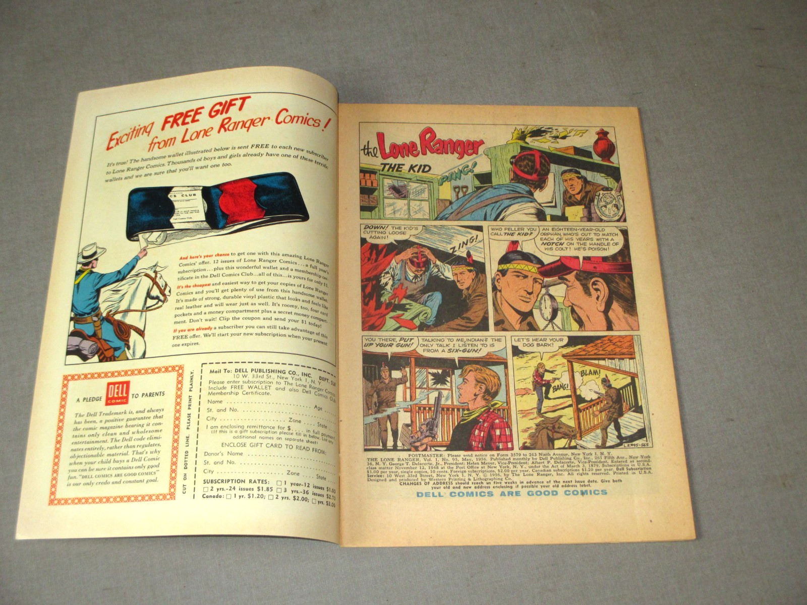 1956- DELL COMICS- THE LONE RANGER- NO.95-EARLY SILVER AGE- 10 CENT- NICE GRADE