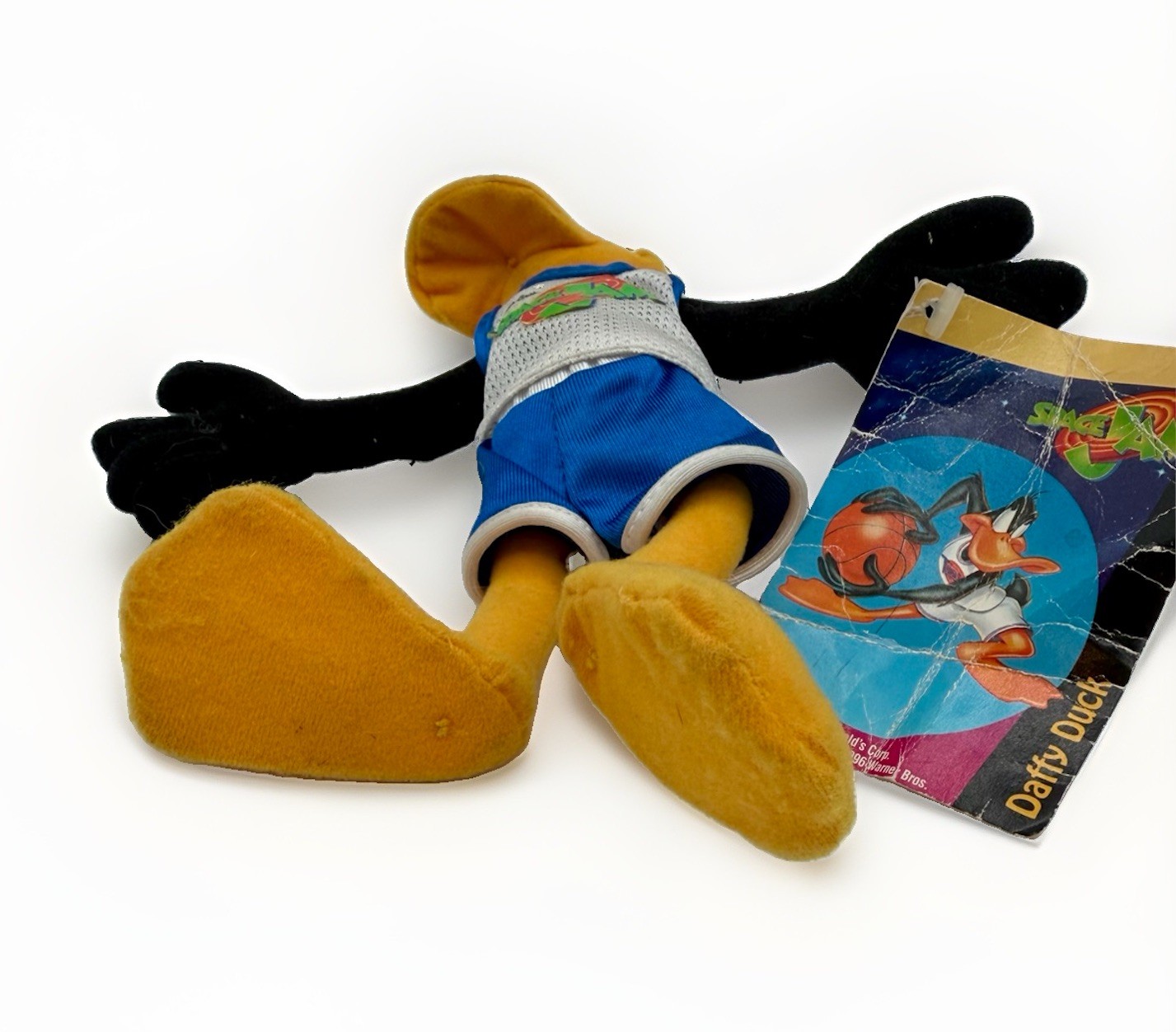 Vintage 1996 Warner Brothers Space Jam Movie Daffy Duck Plush 8″ Looney Tunes