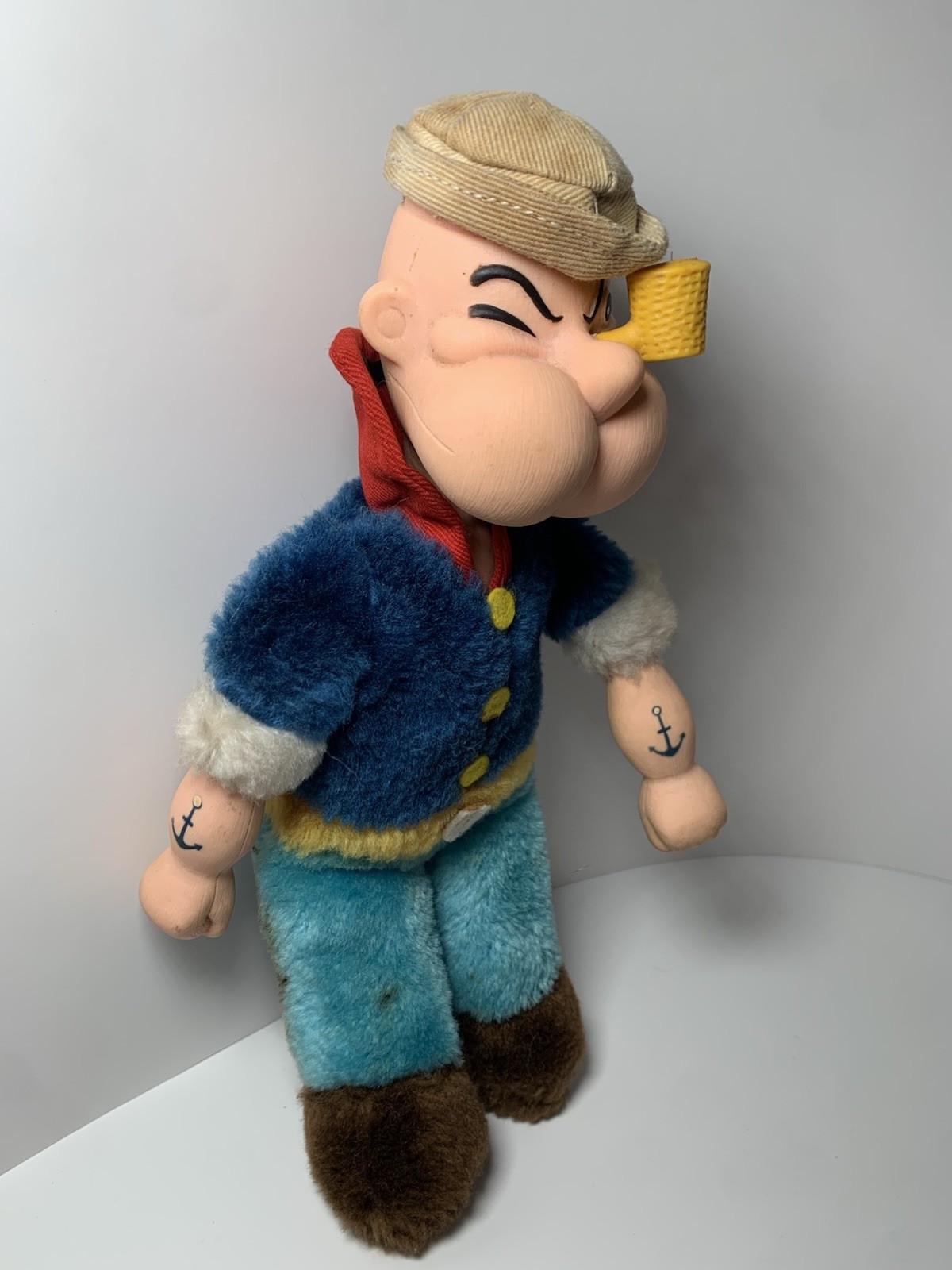 Vintage POPEYE the Sailor Man 1983 Etone 9″ Plush Doll with Pipe. King Features