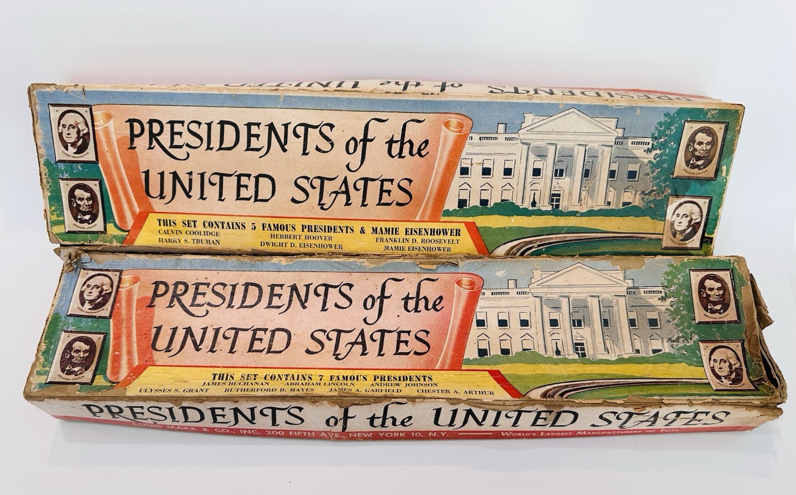 2 Vintage 50s/60s Mint In Box Marx Presidents Third & Fifth Series Plus Tyler
