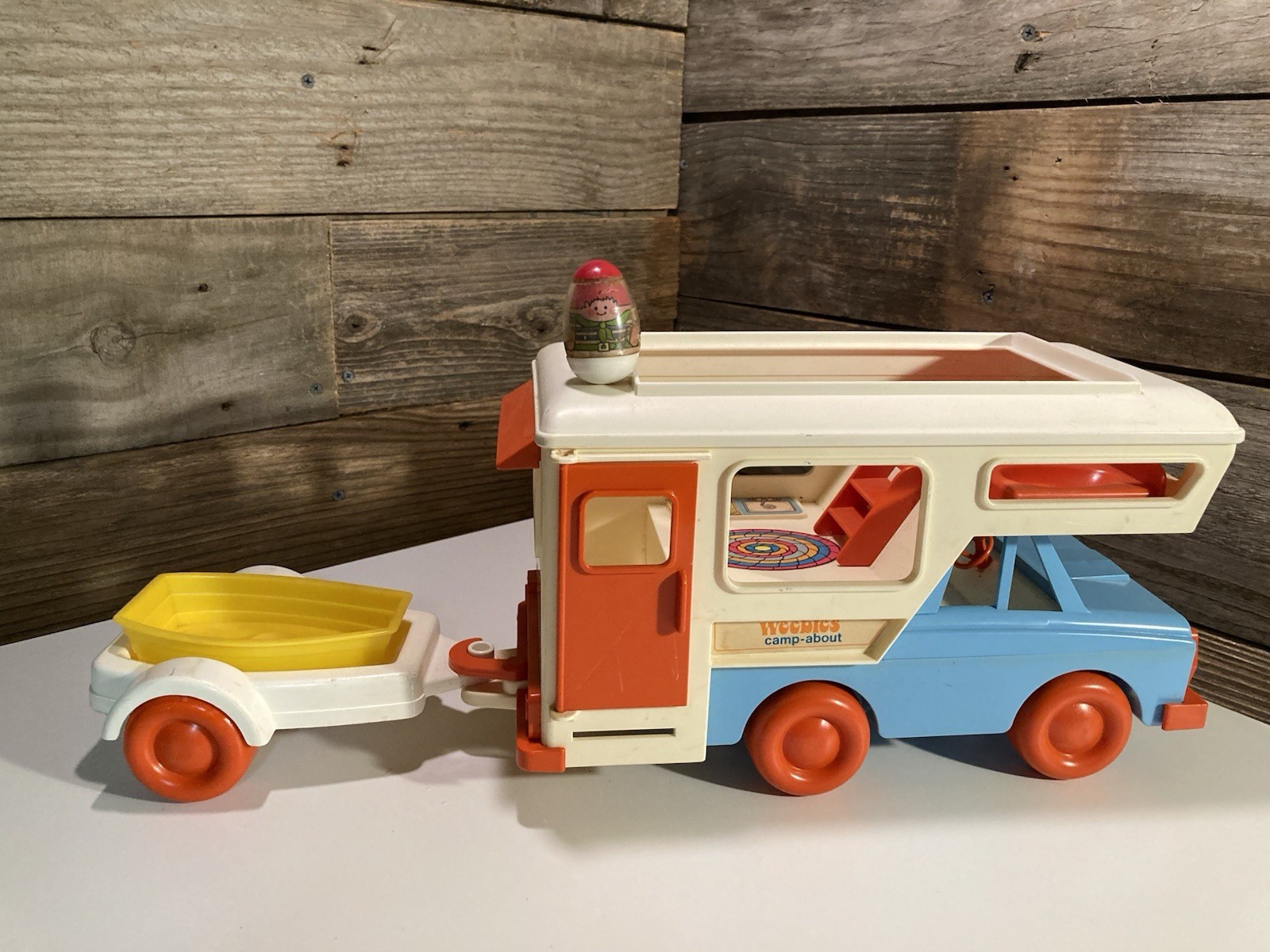 Vintage Weebles Camp-About Camper Car Truck Top 1972 Hasbro Camper Boat Trailer