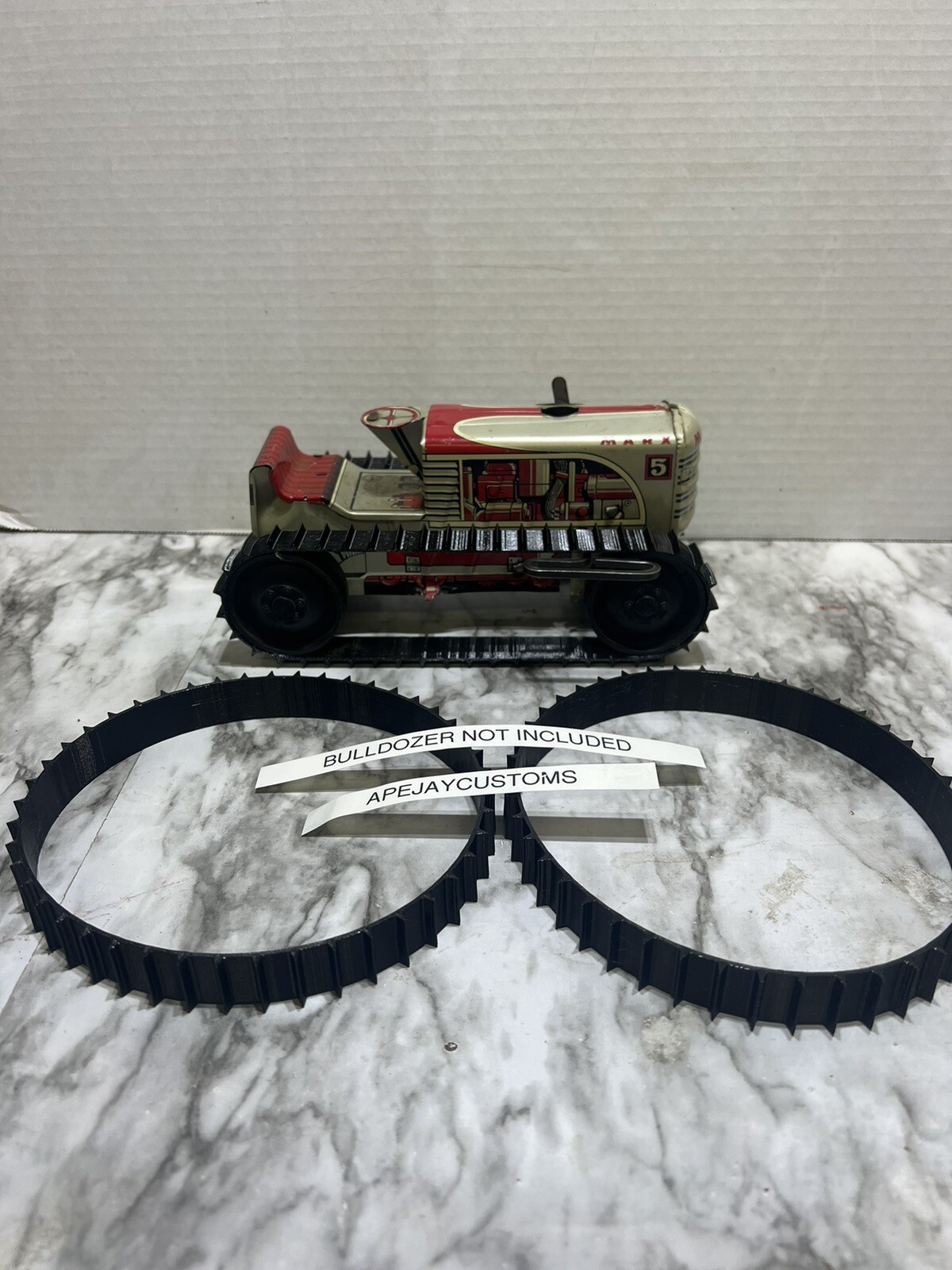 Vintage Marx Climbing Tractor Wind Up Tin Litho toy No 5 Dozer (TRACKS ONLY)