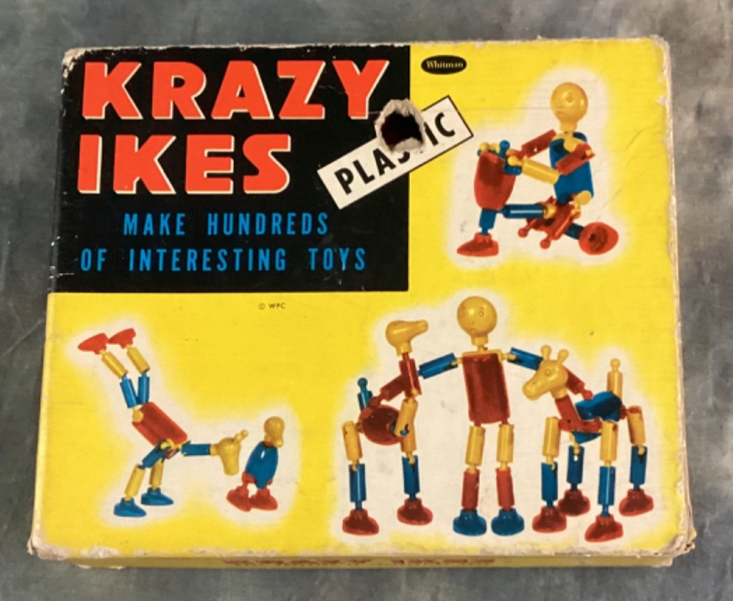 Vintage Krazy Ikes 1950s Plastic Toy Whitman Instructions USA Lot Of Pieces Box