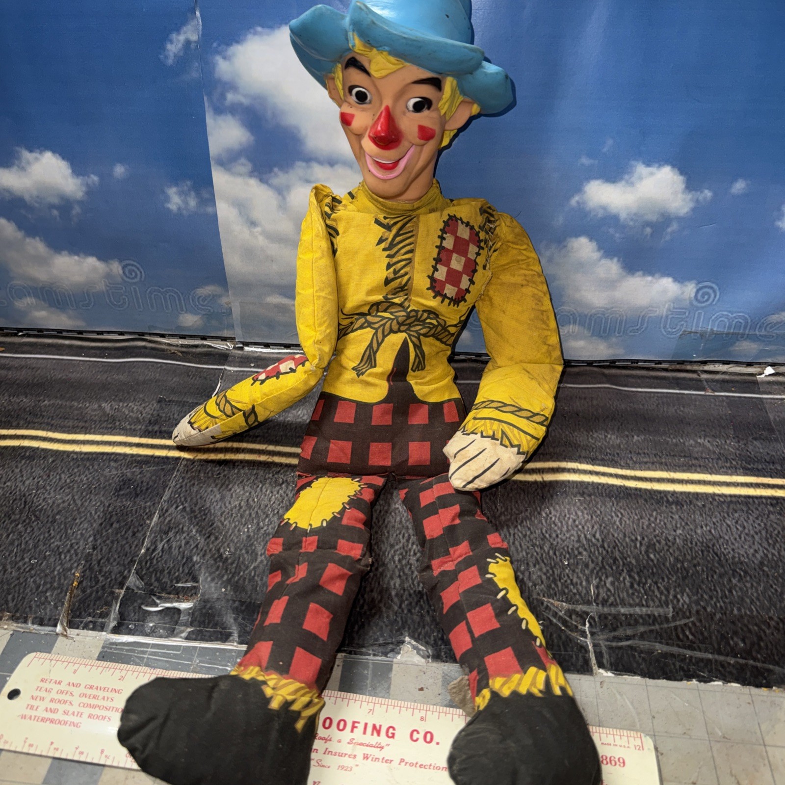 VTG 1965 Ralston Purina Chex Cereal Mail Away Scarecrow Rubber Head Doll 22”