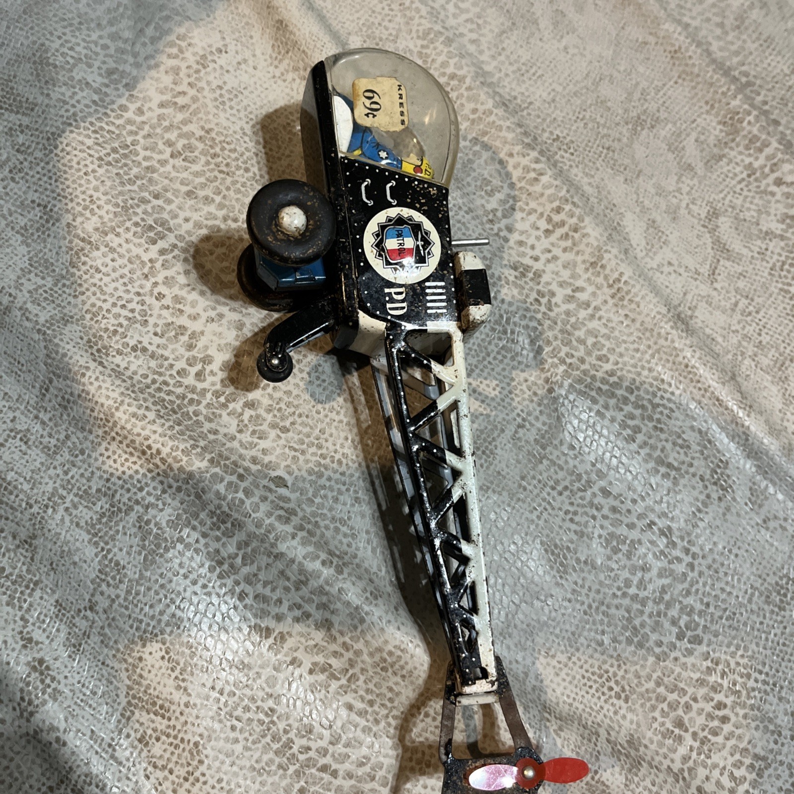 Asahi Toy Company (ATC) Tin Toy Friction Helicopter Japan Police P.D. Patrol