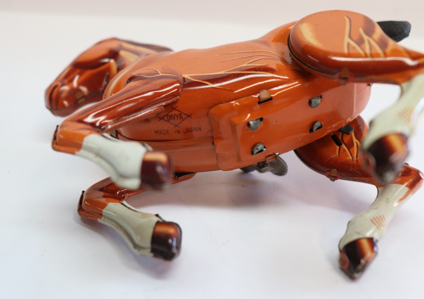 Vintage Daiya Japan Mechanical Bucking Bronco Tin Toy w/ Box Works