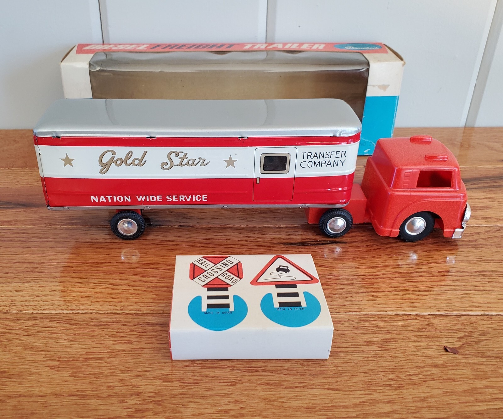 JAPAN FRICTION TIN ICHIMURA GOLD STAR TRACTOR TRAILER 20415 DIESEL FREIGHT TRUCK