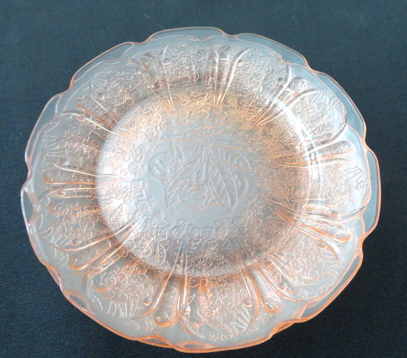 Depression Child’s Jeannette Cherry Blossom Pink Lot 3 Plates 4 Saucers Exc Cond