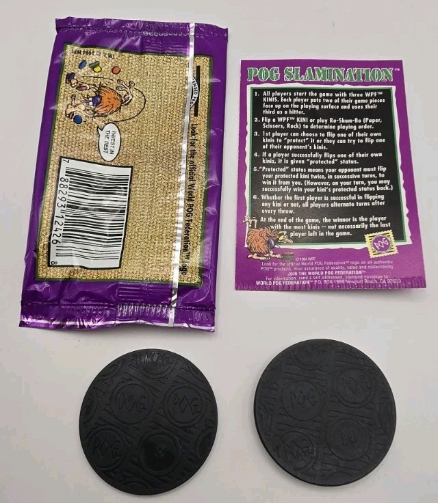 1 Pack Pog Kini Opened Pack 1x Single Thick & 1 Double Thick Wpf Slammer 1994