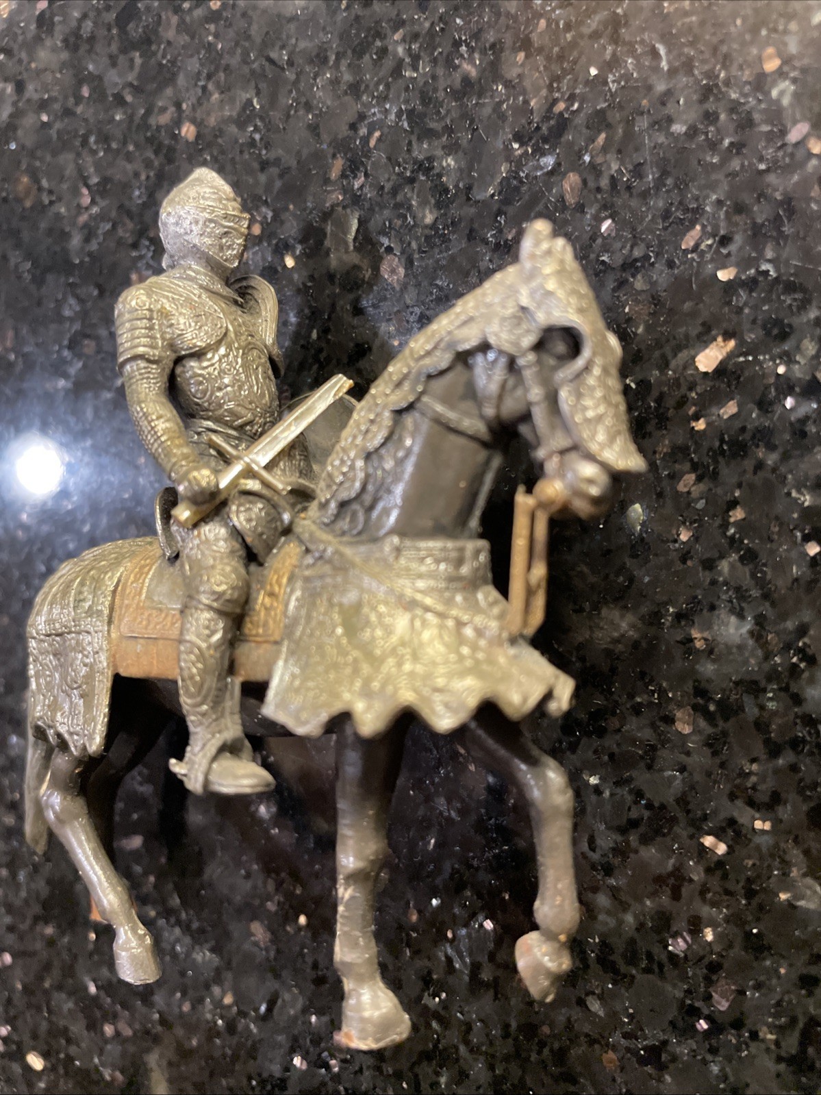 Vintage Resin Medieval Knight On Horseback Highly Embossed Detail Read