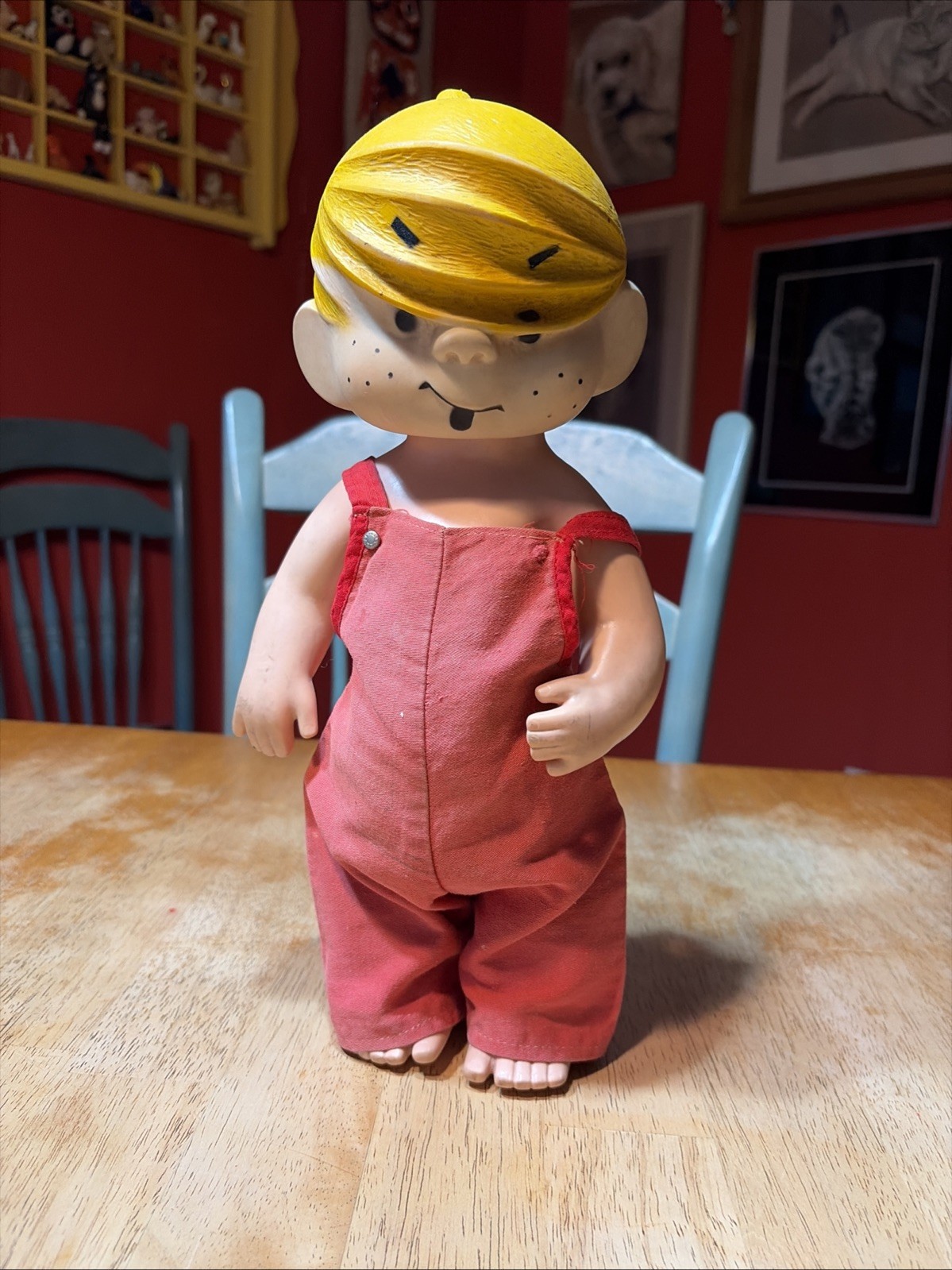 1950’S DENNIS THE MENACE RUBBER WITH CLOTHES/SWIVEL HEAD 14″ GREAT CONDITION
