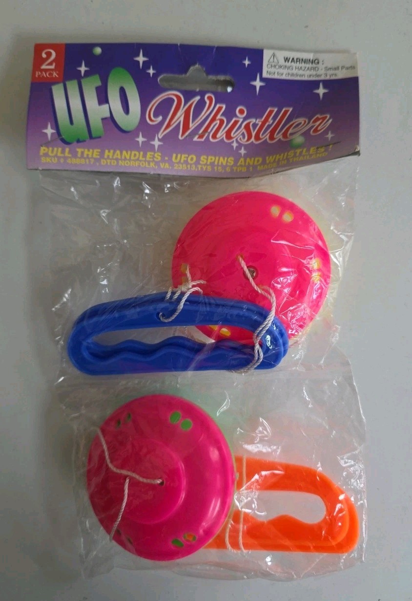 VTG UFO Whistler 90s Kids Toy NOS Sealed Spins Whistles 2 Pack Retro