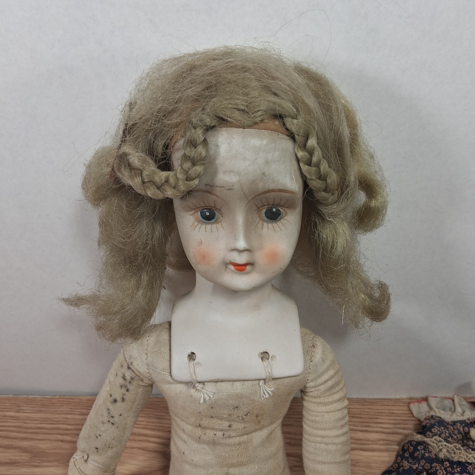 Antique 18″ Bisque Shoulder Head Doll – Marked “9” – Painted Eyes Limb