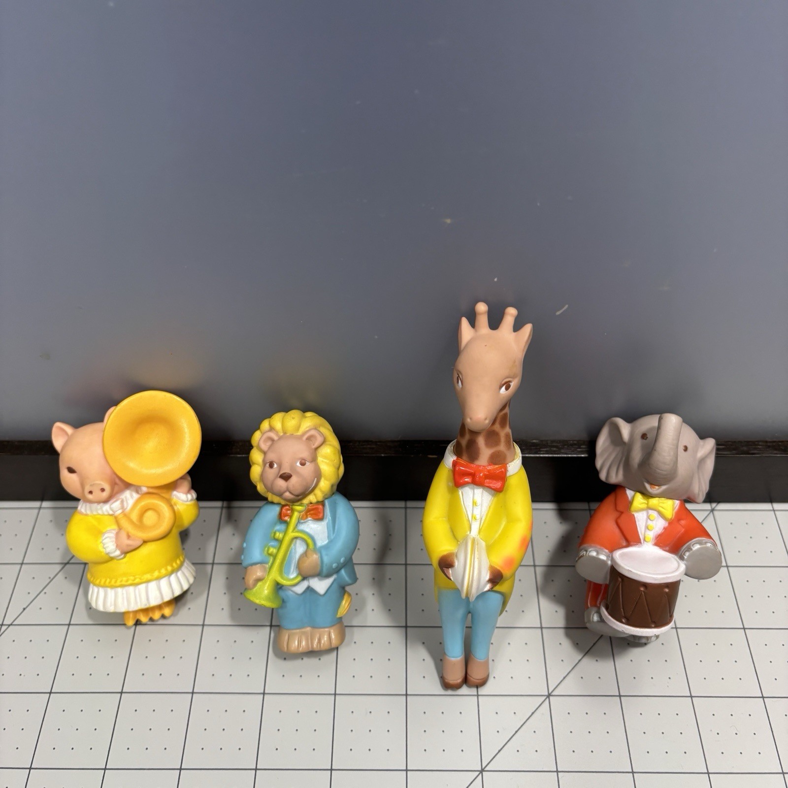 1977 Eden Toys Figures Lot Musical Band Mouse Giraffe Elephant Drum Lion Trumpet