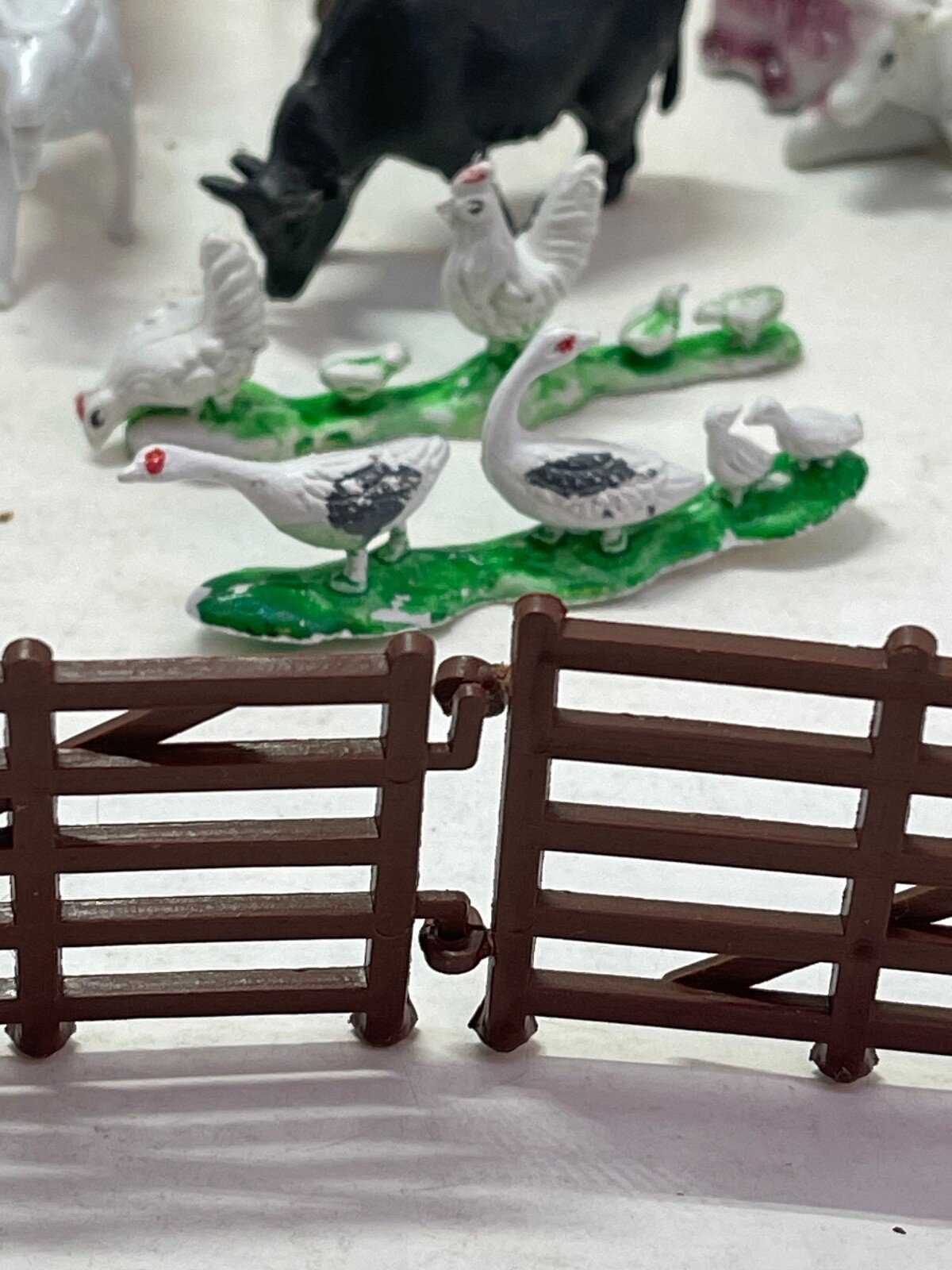 Vintage Plastic Toys (Farm Animals, Dino) Lot of 32 Assorted Sizes with Fencing